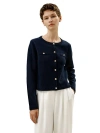 Lilysilk Wool Button-front Sweater Lady Jacket In Navy