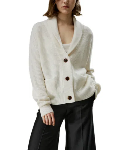Lilysilk Wool-cashmere Blend Shawl Collar Cardigan In Neutral