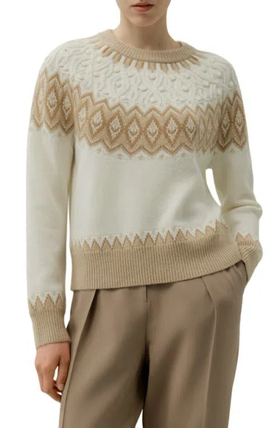Lilysilk Wool-cashmere Fair Isle Sweater In Neutral