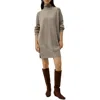 Lilysilk Wool-cashmere Turtleneck Sweater Dress In Brown