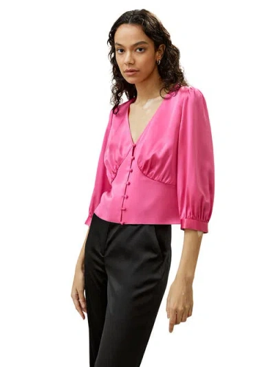 Lilysilk X Sonia Fitted Retro Corset Silk Top In Pink