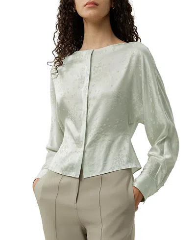 Lilysilk Ying Jacquard Silk Blouse In Blue