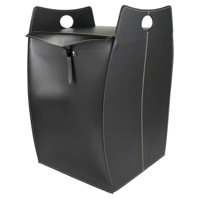 Pre-owned Limac Design Leather Laundry Basket Paul By , Modern Style In Black