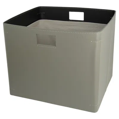 Pre-owned Limac Design Modern Leather Laundry Basket Noegi With Handles By  In Gray