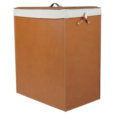 Pre-owned Limac Design Modern Regenerated Leather And Cotton Laundry Basket Peter Deluxe In Brown