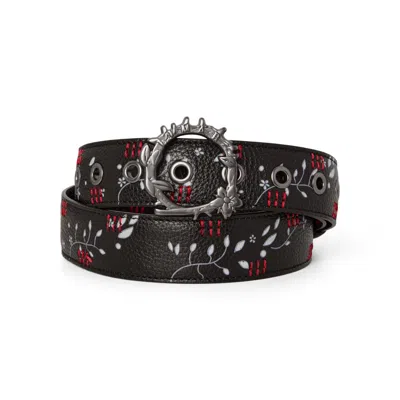 Limar Women's Black / Red Nightshade Bloom Leather Belt In Multi