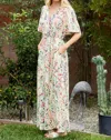 Lime + Chili Ott Print V-neck Maxi Dress In Green Multi In Green