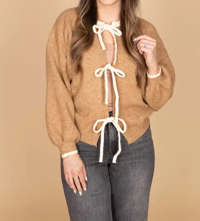 Lime N Chili Brenna Bow Sweater In Brown