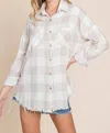 Lime N Chili Cotton Gauze Checkered Shirt - Plus In Taupe/white In Multi