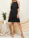 Lime N Chili Halter Neck Midi Dress In Black In Black