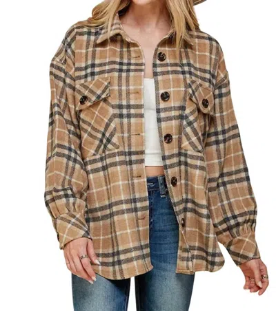 Lime N Chili Multi Color Print Shacket In Tan