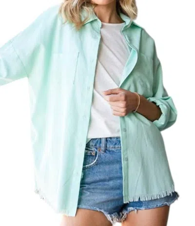 Lime N Chili Long Sleeve Button Down Top In Mint In Green