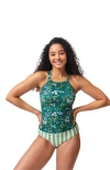 Lime Ricki Swimwear Double-cinch Tankini Top In Cottage Floral