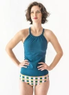 Lime Ricki Swimwear Double-cinch Tankini Top In Indigo