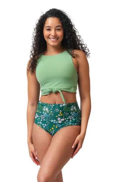 Lime Ricki Swimwear Knotted Crop Top In Basil