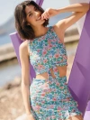 Lime Ricki Swimwear Knotted Crop Top In Multi