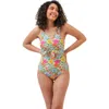 Lime Ricki Swimwear Knotted One-piece In Breezy Floral