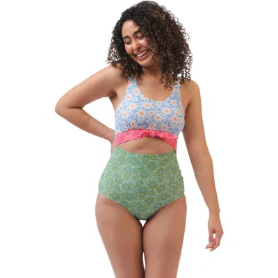 Lime Ricki Swimwear Knotted One-piece In Daisy Patch