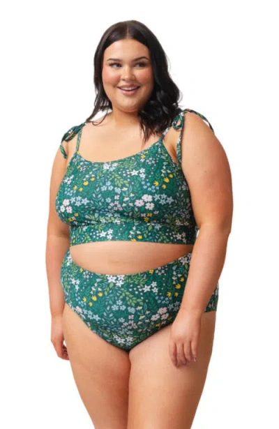 Lime Ricki Swimwear Reversible Ultra High-waist Bottom In Cottage Floral/basil