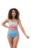Lime Ricki Swimwear Reversible Ultra High-waist Bottom In Peri Daisy/peri