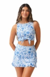 Lime Ricki Swimwear Ruffle Skirt W/ Bottoms In Botany Floral