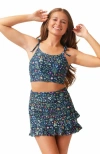 Lime Ricki Swimwear Ruffle Skirt W/ Bottoms In Forage Floral
