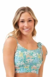 Lime Ricki Swimwear Shoulder-tie Crop Top In Little Meadow