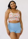 Lime Ricki Swimwear Shoulder-tie Crop Top In Painted Floral