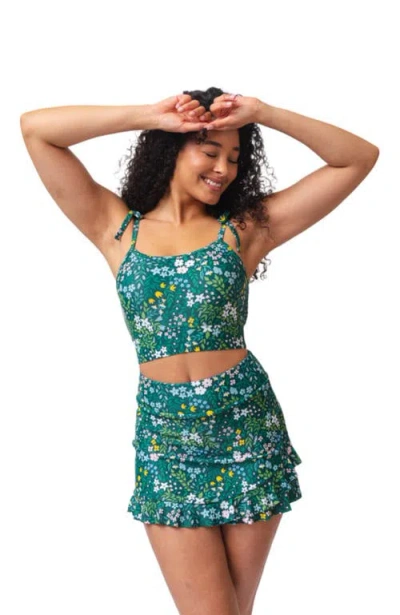 Lime Ricki Swimwear Ruffle Skirt W/ Bottoms In Cottage Floral