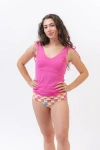 Lime Ricki Swimwear V-neck Tankini Top In Caramela