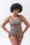 Lime Ricki Swimwear V-neck Tankini Top In Leopard