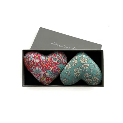 Lime Tree Design Everlasting - Box Of Two Lavender Hearts In Multi