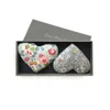 Lime Tree Design Grey Love Heart Box Of Two Lavender Hearts - Made With Liberty Fabric In Multi