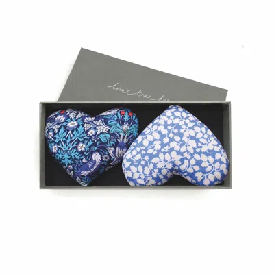 Lime Tree Design Heartsease - Box Of Two Lavender Hearts Made With Liberty In Black