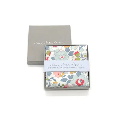 Lime Tree Design Men's Single Boxed Hanky Made With Liberty Fabric Grey Betsy In Gray