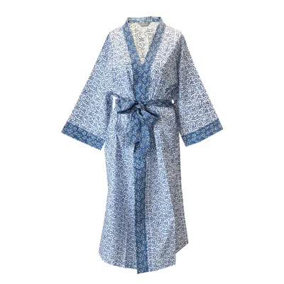 Lime Tree Design Women's Blue Bud Cotton Full Length Kimono