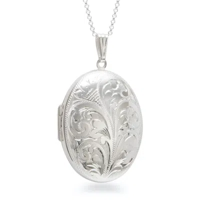 Lime Tree Design Women's Extra Large Engraved Scroll Design Solid Silver Locket