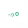 Lime Tree Design Women's Green Jade Enamel Star Studs Silver Earrings In Metallic