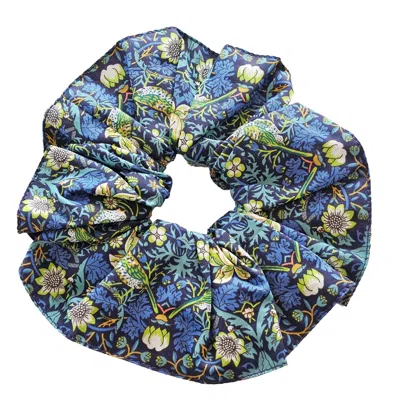 Lime Tree Design Women's Hair Scrunchie Strawberry Thief Blue In Black