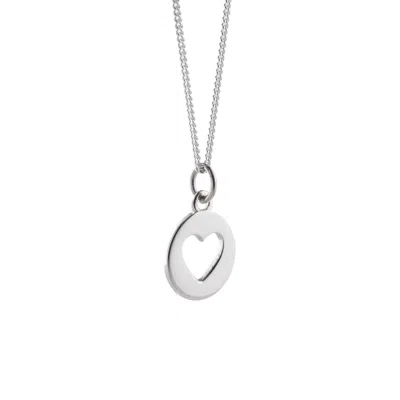 Lime Tree Design Women's Heart Silhouette Pendant Necklace Silver In Metallic