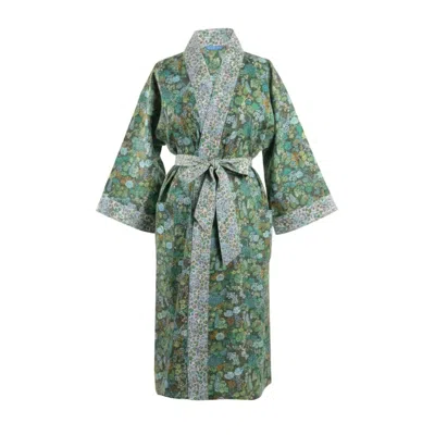 Lime Tree Design Women's Long Kimono Robe Green Ciara - Made With Liberty Fabric