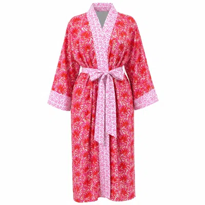 Lime Tree Design Women's Pink Jaipur Magenta Cotton Full Length Kimono