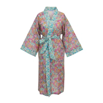 Lime Tree Design Women's Pink Long Kimono Robe Lime Ciara - Made With Liberty Fabric