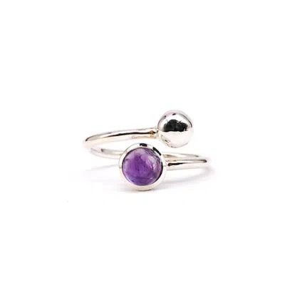Lime Tree Design Women's Pink / Purple Amethyst February Adjustable Birthstone Ring Sterling Silver
