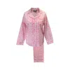 Lime Tree Design Women's Pink / Purple Block Printed Pyjamas Pink Bud In Pink/purple