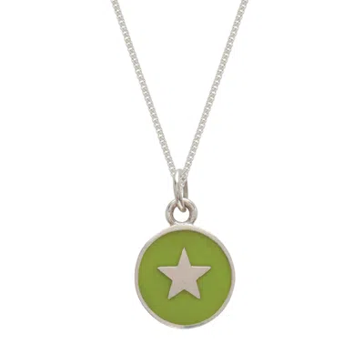 Lime Tree Design Women's Small Star Enamel Necklace Sterling Silver Lime Green