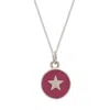Lime Tree Design Women's Small Star Enamel Necklace Sterling Silver Red In Pink