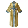 Lime Tree Design Women's Yellow / Orange Ochre And Blue Fish Cotton Full Length Kimono In Yellow/orange