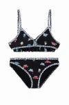LIMEAPPLE LIMEAPPLE BUTTERFLY PRINTED RUFFLE BIKINI