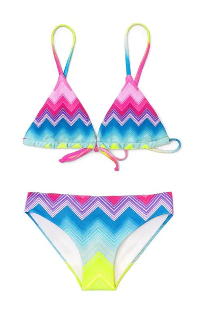 Limeapple Kids'  Chevron Printed Bikini In Multi